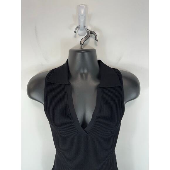Babaton Ribbed Sculpt Knit Mini Dress Black Size Small BodyCon - Picture 8 of 11